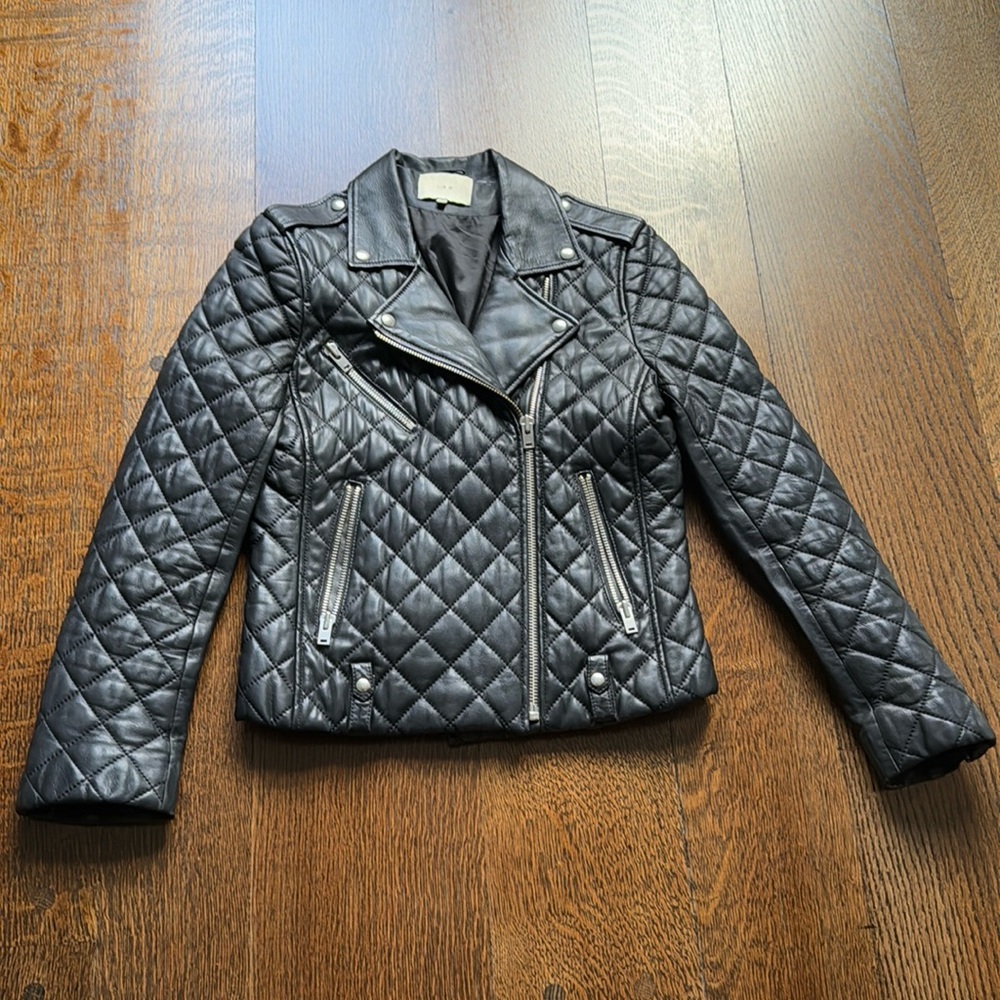 IRO Quilted Leather Moto Jacket black
